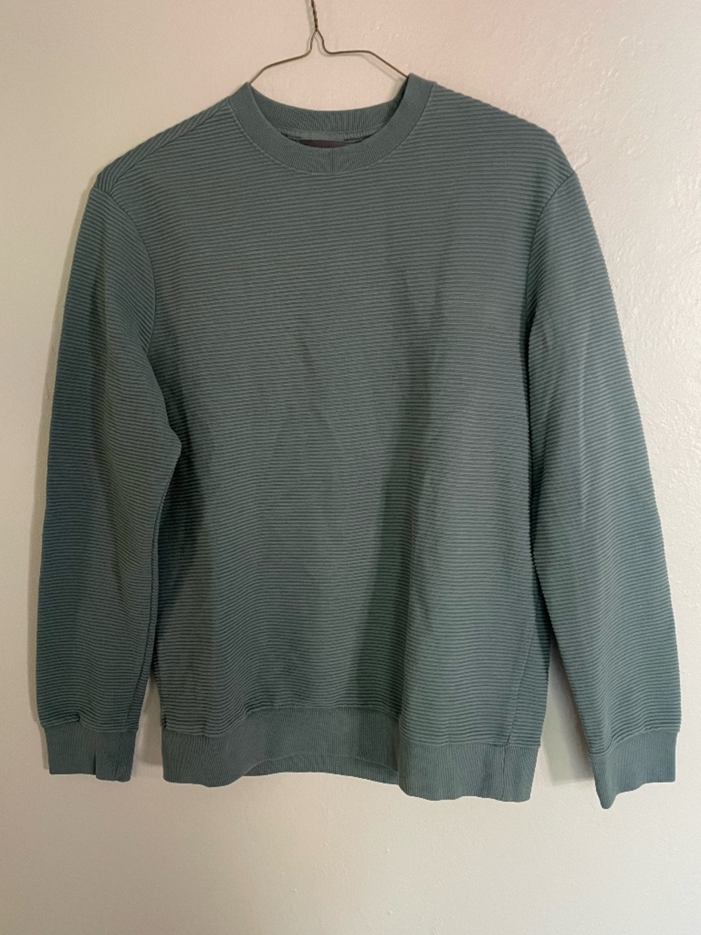 H&M Dusty Blue Horizontal Rib Long Sleeve Crew